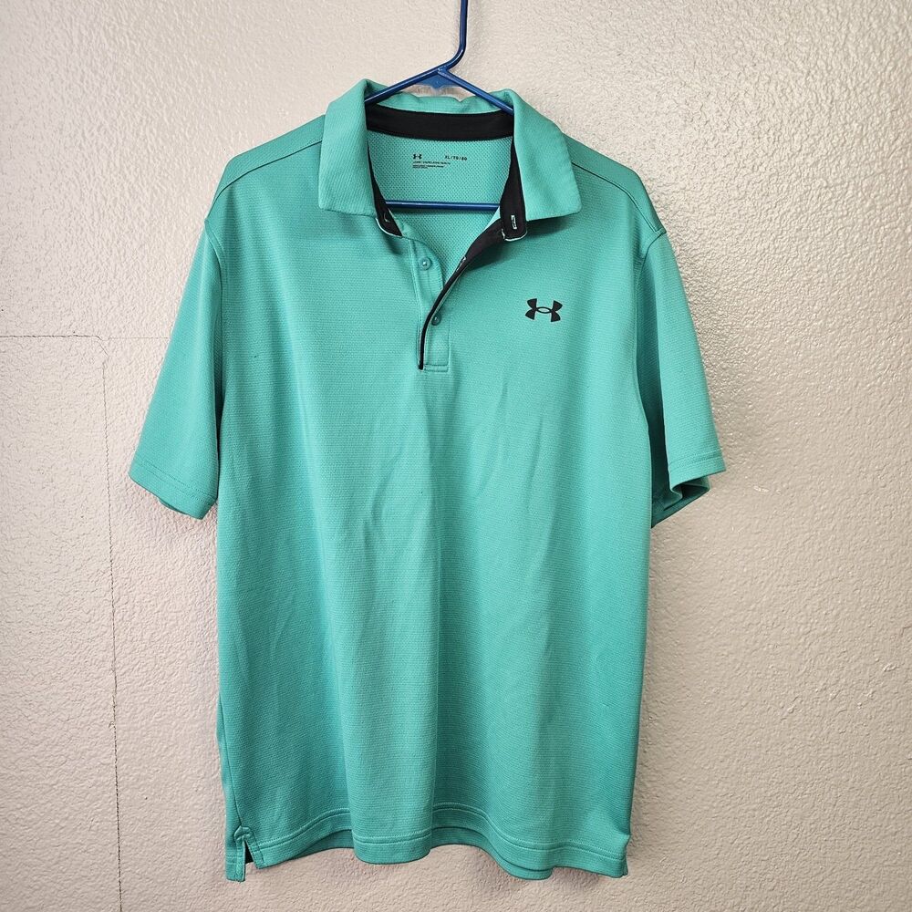 Under Armour Men’s XL Green Performance Polo Shirt Loose Fit HeatGear Golf U760